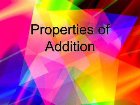 Properties of Addition. Three Properties of Addition 1.Commutative 2.Associative 3.Zero.