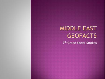 7 th Grade Social Studies.  Why is the Persian Gulf an important location in the Middle East?  Agenda 9/10/2012  EQ: What are some of the myths surrounding.