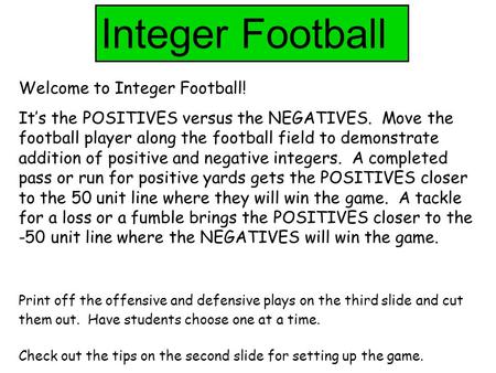 Integer Football Welcome to Integer Football!