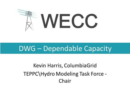 DWG – Dependable Capacity Kevin Harris, ColumbiaGrid TEPPC\Hydro Modeling Task Force - Chair.