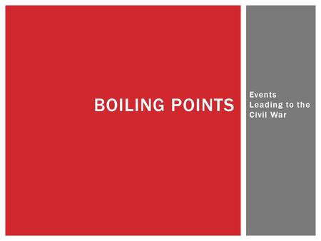 Events Leading to the Civil War BOILING POINTS.  Was the Civil War Inevitable? STARTER – FEBRUARY 24TH.