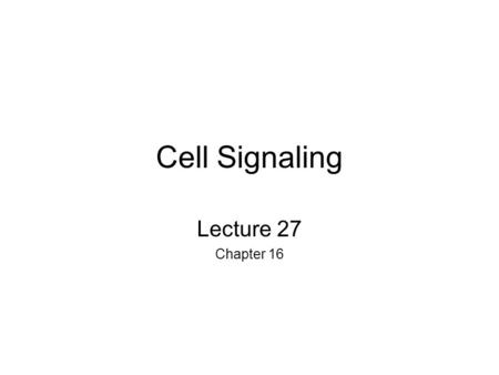 Cell Signaling Lecture 27 Chapter 16. Eyeless Cells can exist as single celled organisms or be part of a multi-cellular organism How do they know what.