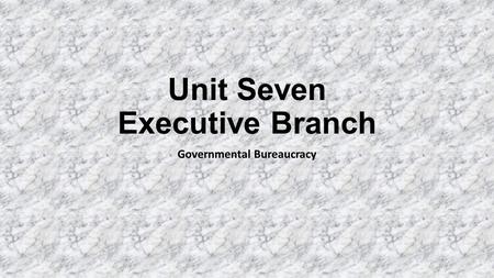 Unit Seven Executive Branch