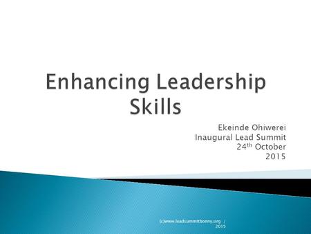 Enhancing Leadership Skills