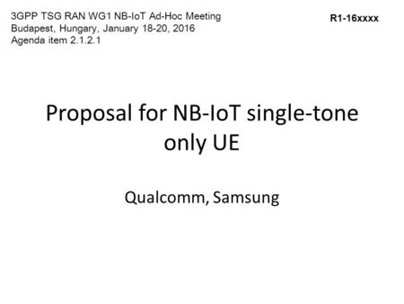 Proposal for NB-IoT single-tone only UE