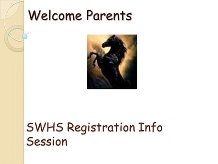 SWHS Registration Info Session Welcome Parents. Graduation Requirements Entered 9 th grade 2012-13 & current ◦ 4 English ◦ 4 Math ◦ 3 Sciences ◦ 4 Social.