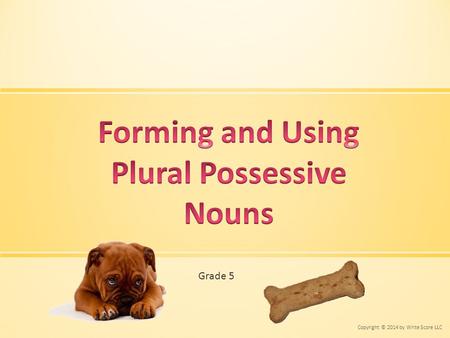Grade 5 Copyright © 2014 by Write Score LLC. Today we are going to explore possessive nouns! When working with possessive nouns we must remember to: 1.Circle.