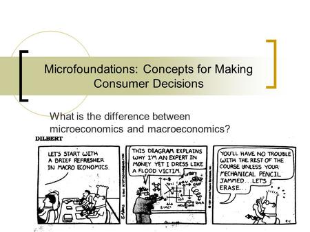 Microfoundations: Concepts for Making Consumer Decisions What is the difference between microeconomics and macroeconomics?