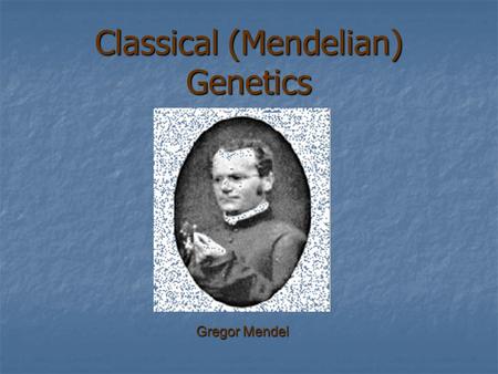 Classical (Mendelian) Genetics Gregor Mendel. Vocabulary Genetics: The scientific study of heredity Genetics: The scientific study of heredity Allele:
