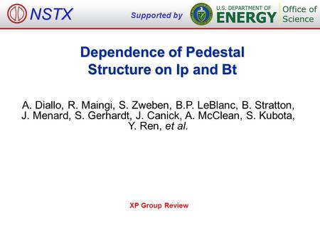 Dependence of Pedestal Structure on Ip and Bt A. Diallo, R. Maingi, S. Zweben, B.P. LeBlanc, B. Stratton, J. Menard, S. Gerhardt, J. Canick, A. McClean,