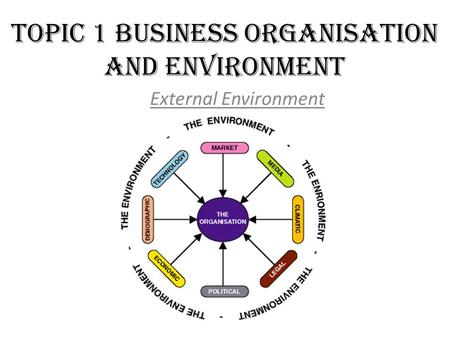 Topic 1 Business Organisation and Environment External Environment.