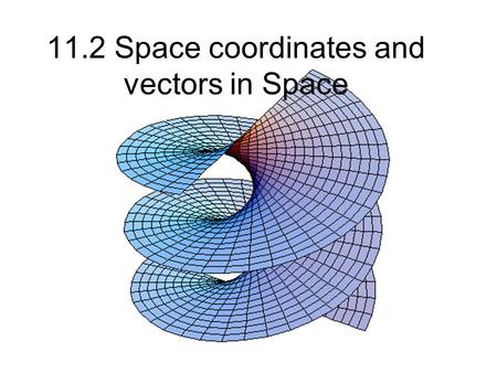 11.2 Space coordinates and vectors in Space. 3 dimensional coordinate plane.