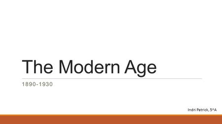 The Modern Age 1890-1930 Indri Patrick, 5^A. Global crisis: Wealth does not mean Well Being Science and industry had not produced a better world Economic.