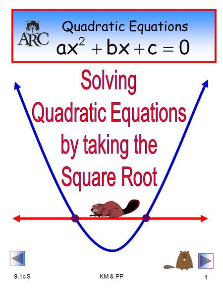 9.1c SKM & PP 1 Quadratic Equations. 9.1c SKM & PP 2 Square Roots: Know Your Squares! Consider this equation: What number(s) could be squared to give.