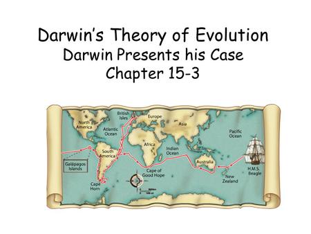 Darwin’s Theory of Evolution Darwin Presents his Case Chapter 15-3.