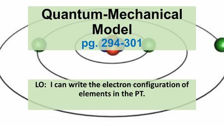 Quantum-Mechanical Model pg. 294-301 LO: I can write the electron configuration of elements in the PT.