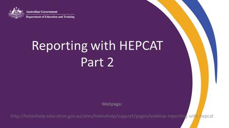 Reporting with HEPCAT Part 2 Webpage: