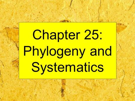 Chapter 25: Phylogeny and Systematics. “Taxonomy is the division of organisms into categories based on… similarities and differences.” p. 495, Campbell.