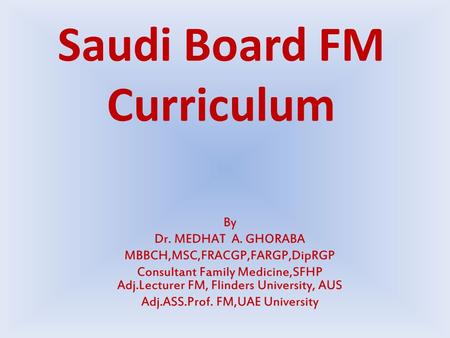Saudi Board FM Curriculum