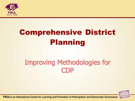 Comprehensive District Planning Improving Methodologies for CDP.
