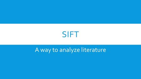 A way to analyze literature