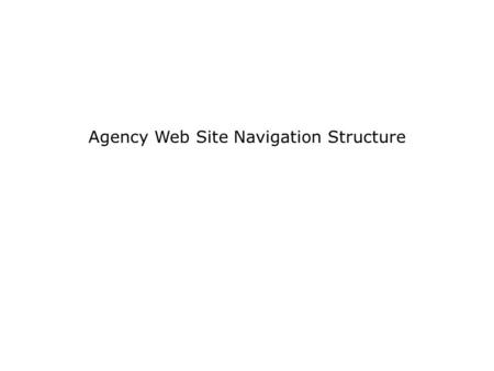Agency Web Site Navigation Structure. Building the agency web site Agency Web Site Navigation Structure, Slide 2Copyright © 2004, Jim Schwab, University.