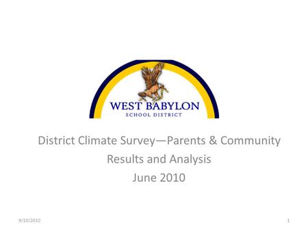 District Climate Survey—Parents & Community Results and Analysis June 2010 9/10/20101.