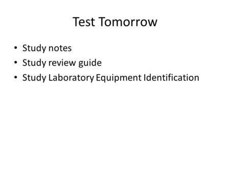 Test Tomorrow Study notes Study review guide Study Laboratory Equipment Identification.