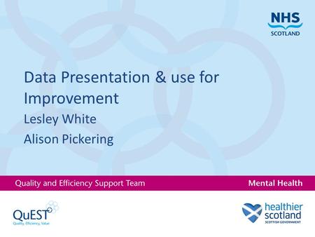 Data Presentation & use for Improvement Lesley White Alison Pickering.
