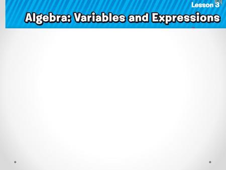 Algebra: a language of symbols including variables Variable: a symbol, usually a letter, used to represent a number.
