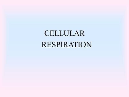 CELLULAR RESPIRATION. Energy Energy is the ability to do work All living thing livings (organisms) need energy to live Directly or indirectly nearly all.