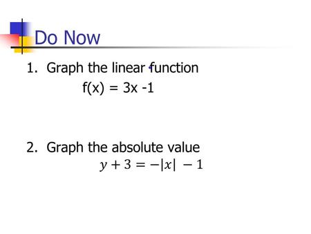 Do Now ●. 2.8 Two Variable Inequalities Target: I can graph two variable inequalities.