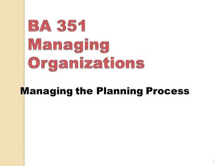 Managing the Planning Process 1. ____ is a system designed to identify objectives and to structure the major tasks of the organization to accomplish them.