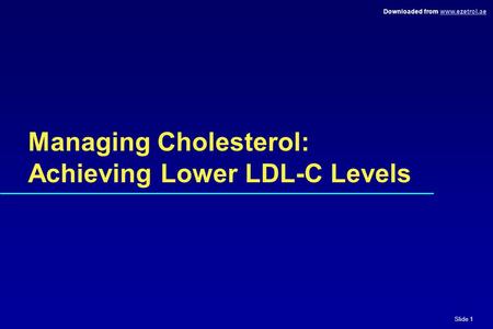 Managing Cholesterol: