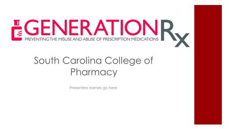South Carolina College of Pharmacy Presenters names go here.