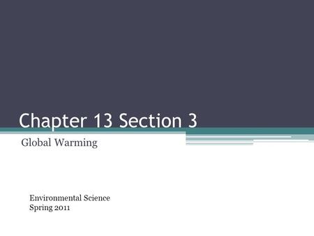 Chapter 13 Section 3 Global Warming Environmental Science Spring 2011.