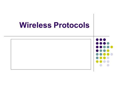 Wireless Protocols. 2 Outline 802.11 MACA 3 ISM: Industry, Science, Medicine unlicensed frequency spectrum: 900Mhz, 2.4Ghz, 5.1Ghz, 5.7Ghz.