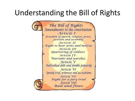 Understanding the Bill of Rights. A) No Unreasonable Search and Seizure Which Amendment? 4th Explanation: This best fits the 4 th Amendment because the.