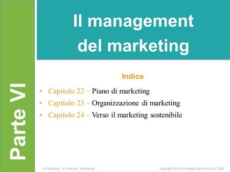 Parte VI Il management del marketing Indice