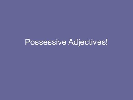 Possessive Adjectives!