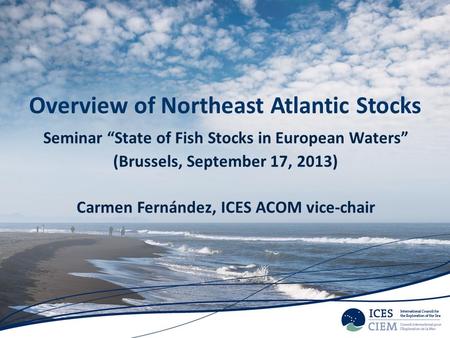 Overview of Northeast Atlantic Stocks Seminar State of Fish Stocks in European Waters (Brussels, September 17, 2013) Carmen Fernández, ICES ACOM vice-chair.