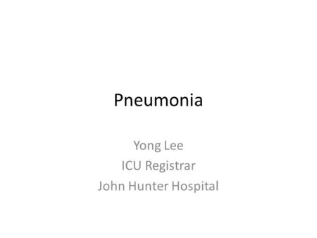 Yong Lee ICU Registrar John Hunter Hospital