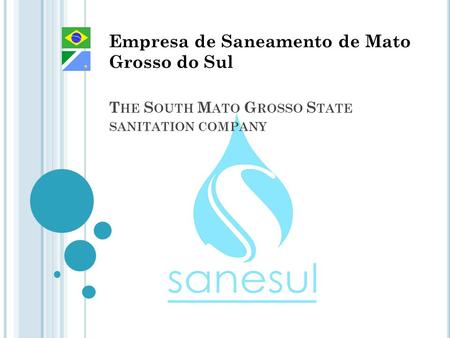 T HE S OUTH M ATO G ROSSO S TATE SANITATION COMPANY Empresa de Saneamento de Mato Grosso do Sul.