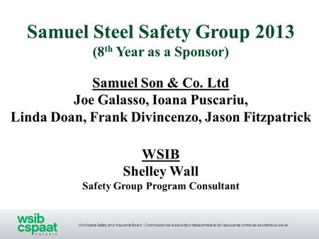 Samuel Steel Safety Group 2013