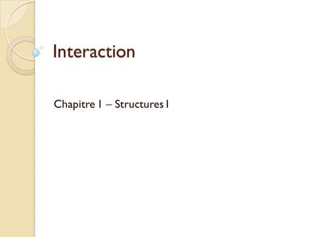 Chapitre 1 – Structures I