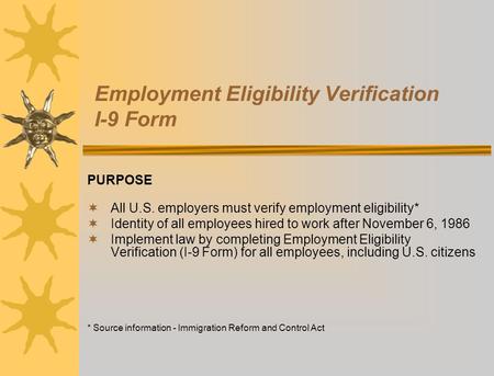 Employment Eligibility Verification I-9 Form