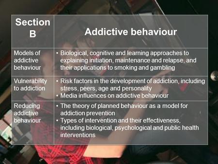 Section B Addictive behaviour