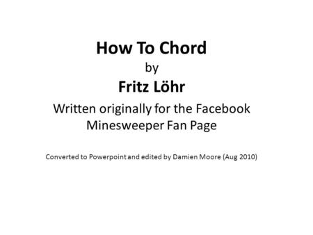 How To Chord by Fritz Löhr