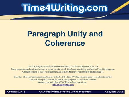 Paragraph Unity and Coherence