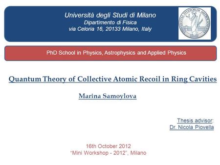 Quantum Theory of Collective Atomic Recoil in Ring Cavities